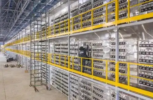 High-performance Ethereum mining rig setup in a professional hosting center